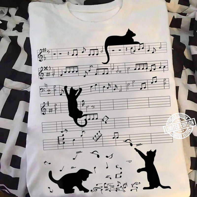 Cute Cat Music Note T-Shirt