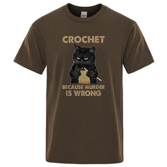 "Crochet Because Murder Is Wrong" Cat T-Shirt