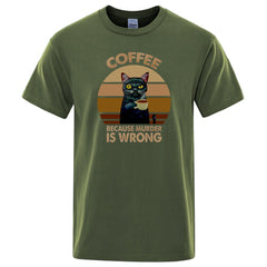 "Coffee Because Murder Is Wrong" Cat T-Shirt