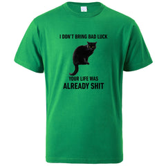 "I Don't Bring Bad Luck" Cat T-Shirt