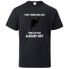 "I Don't Bring Bad Luck" Cat T-Shirt