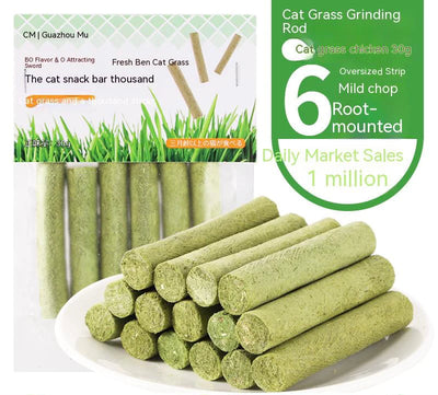 6 Pcs Dry Cat Grass Sticks